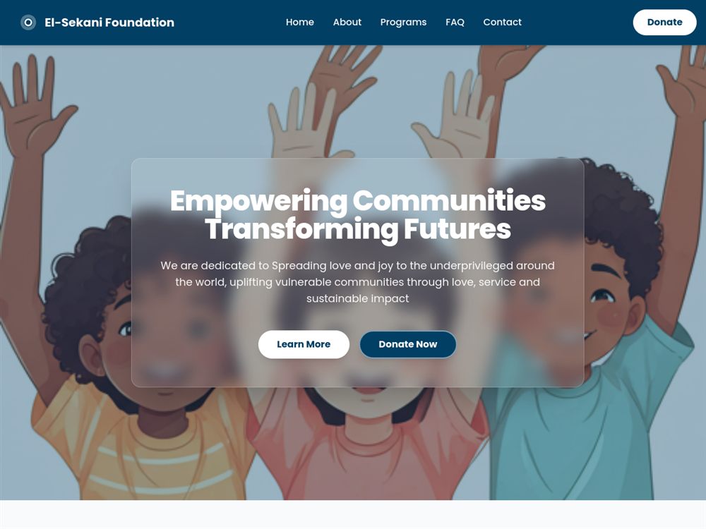 Screenshot of the El-Sekani Foundation website built by Galucy Niels Enterprises